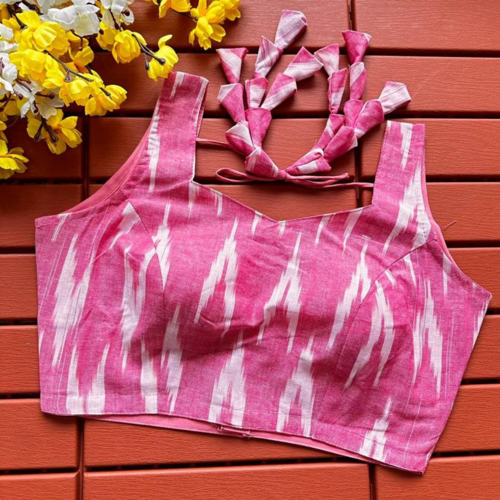 Eshani Pink Ikat Cotton Blouse