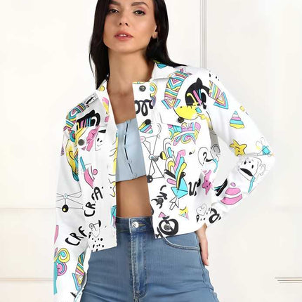 Women's Printed Denim Jacket
