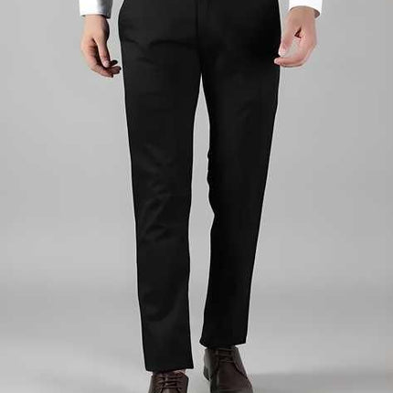 Polyester Blend Solid Slim Fit Mens Formal Trousers