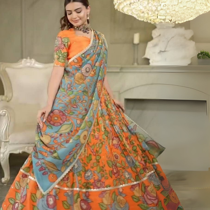 Aranya Multicolor Floral Digital Print Lehenga-1