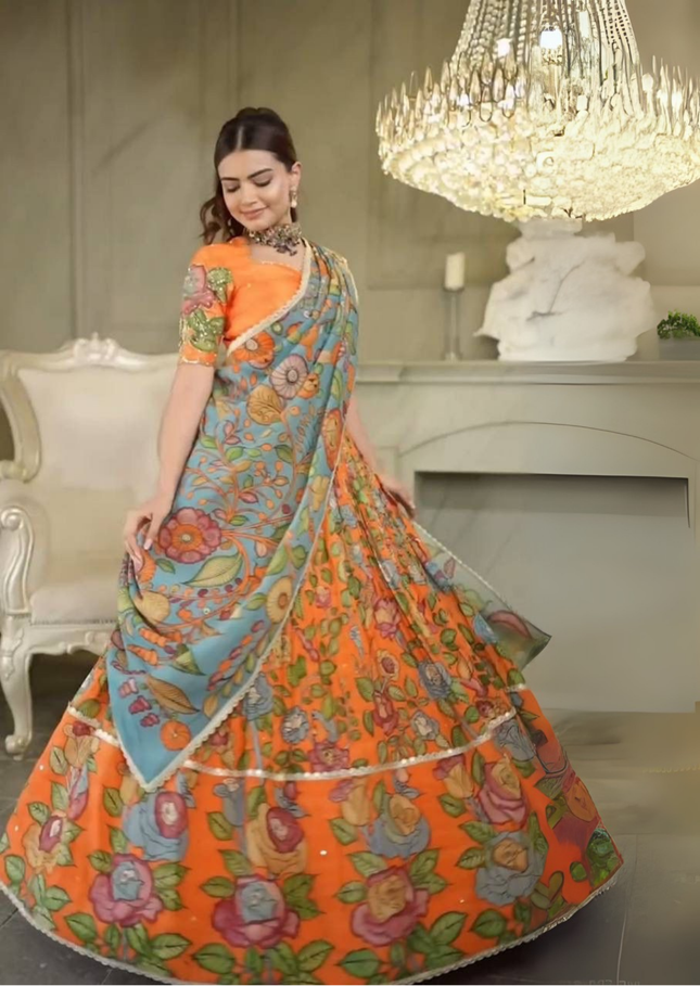 Aranya Multicolor Floral Digital Print Lehenga-1