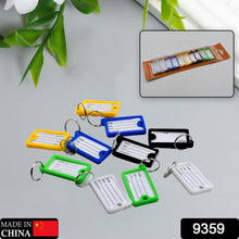 10-piece set of numbered key tags with plastic rings, includes keychain for backpack.