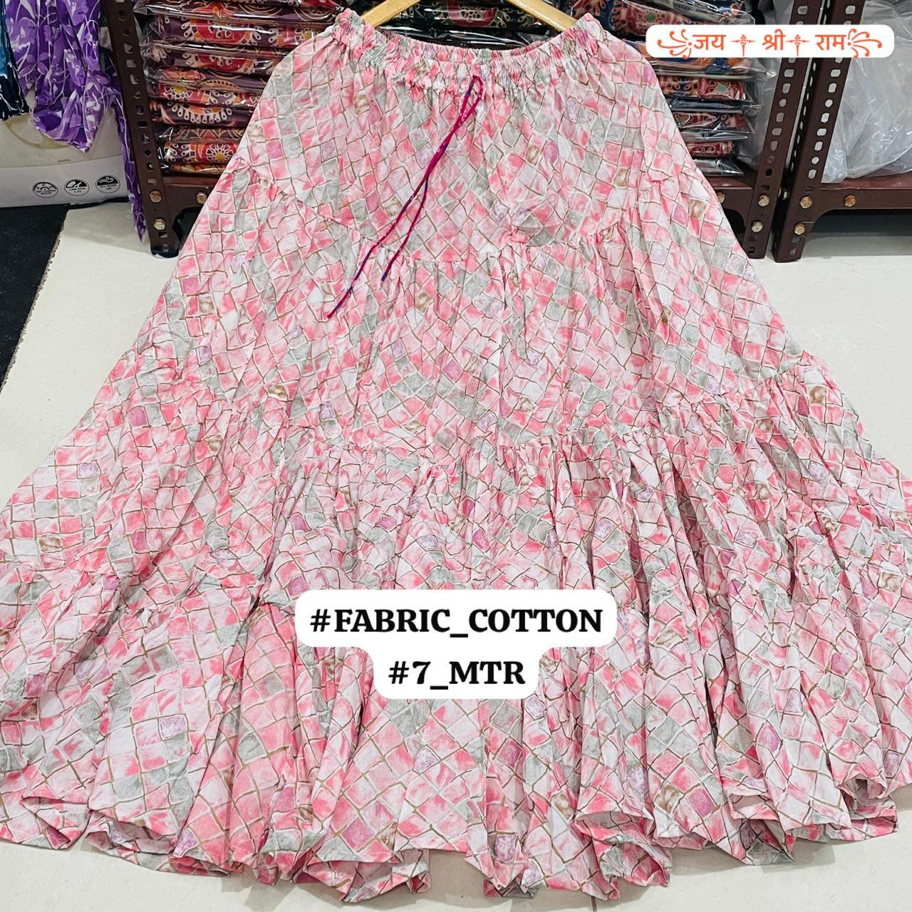 Beautiful 🥰 Cotton Printed 7 Meter Skirt Good quality Product*