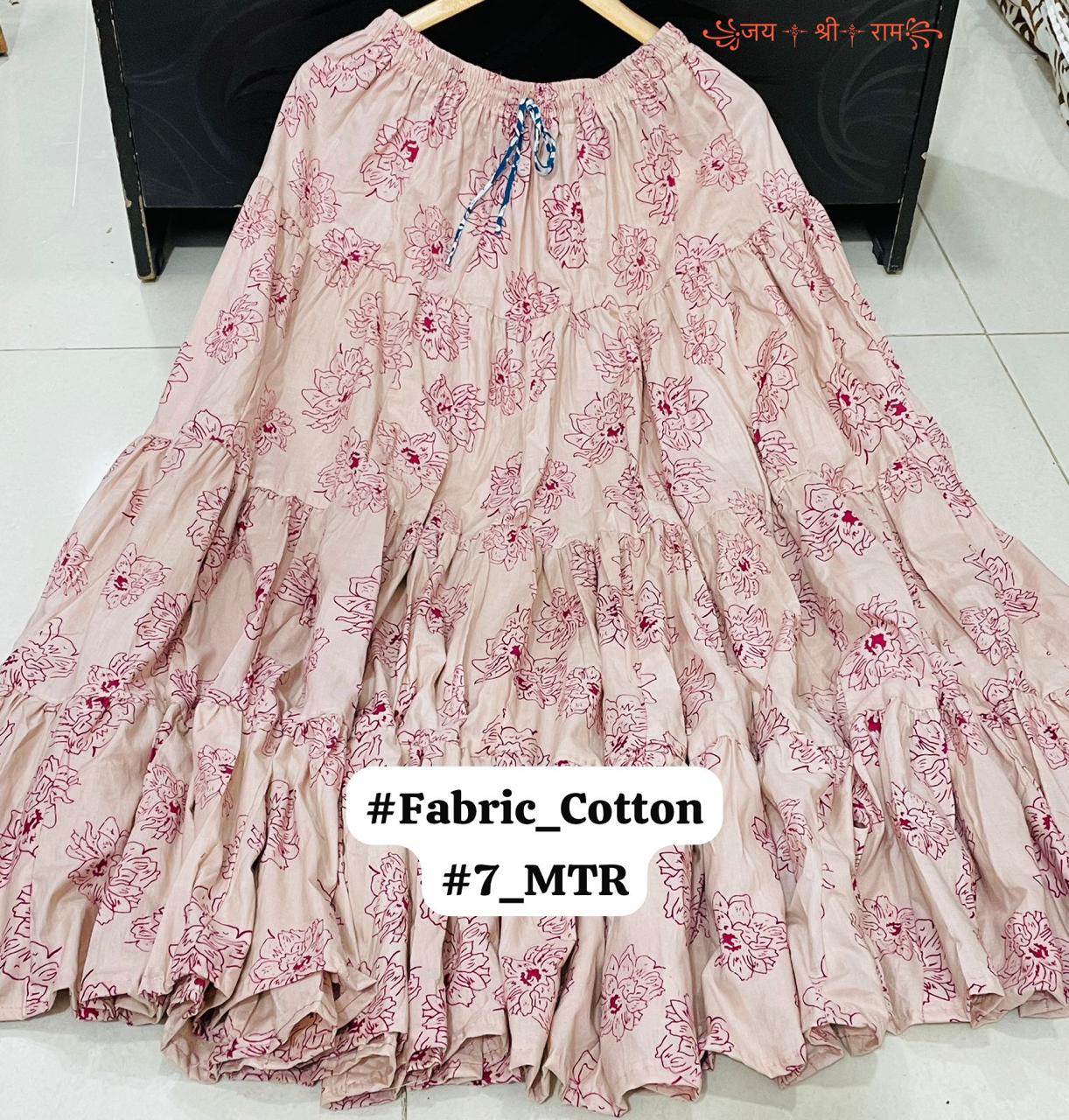 Beautiful 🥰 Cotton Printed 7 Meter Skirt Good quality Product*