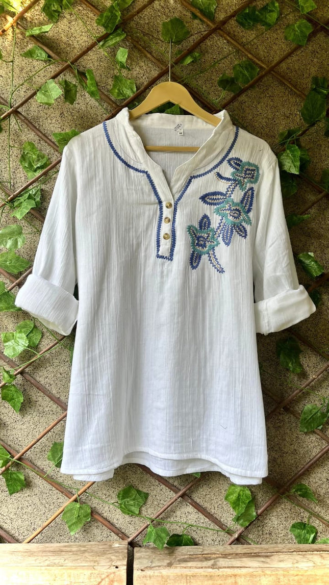 Embroidery Mul Mul Kurties