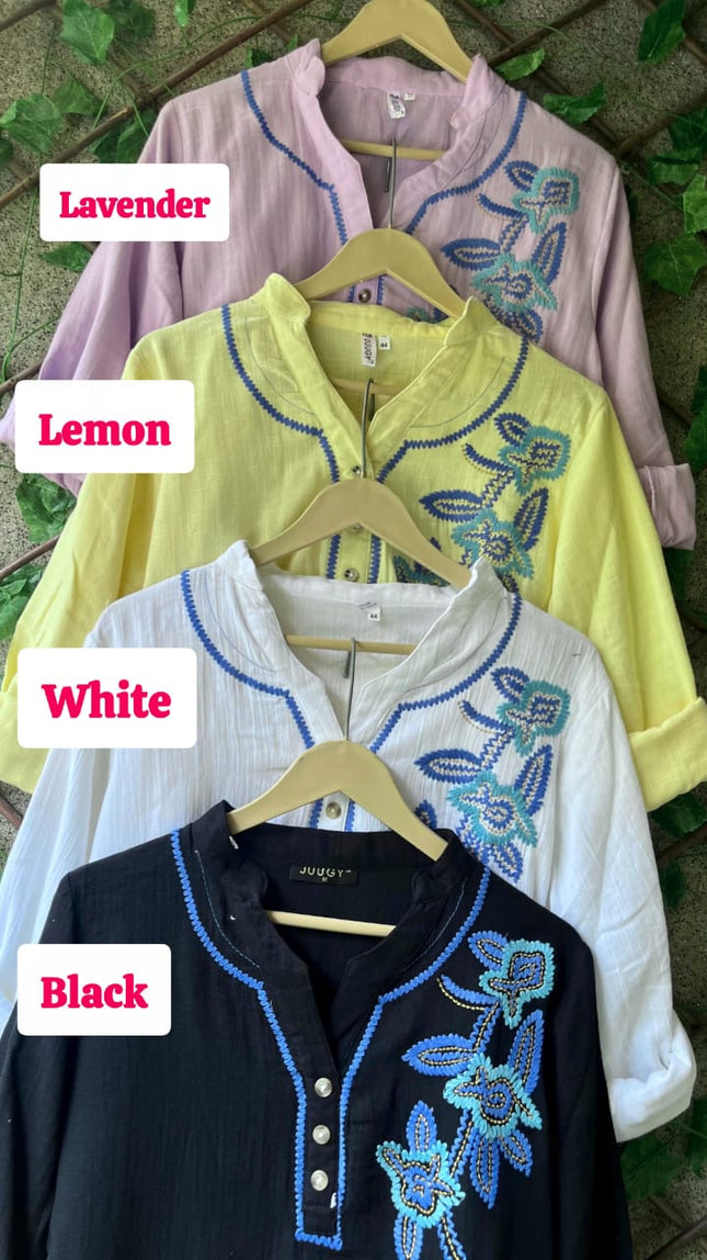 Embroidery Mul Mul Kurties