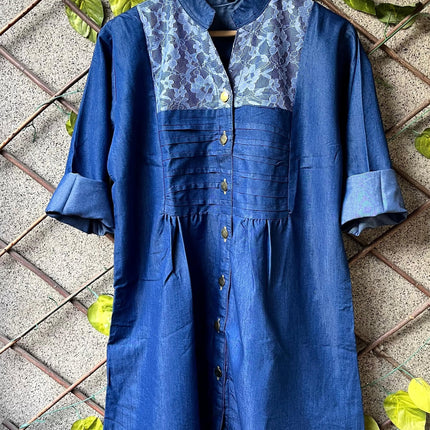 Denim Tunics With Mess Work