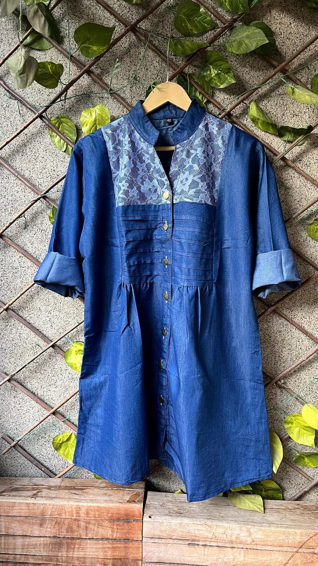 Denim Tunics With Mess Work