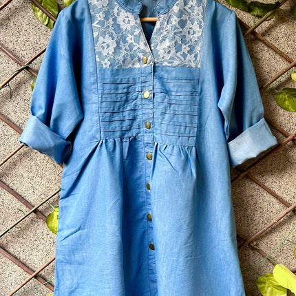 Denim Tunics With Mess Work