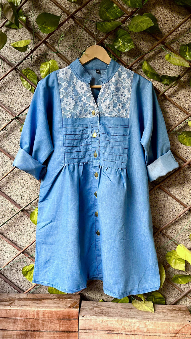 Denim Tunics With Mess Work