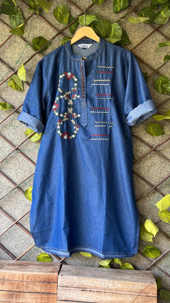 Embroidery denim kurties