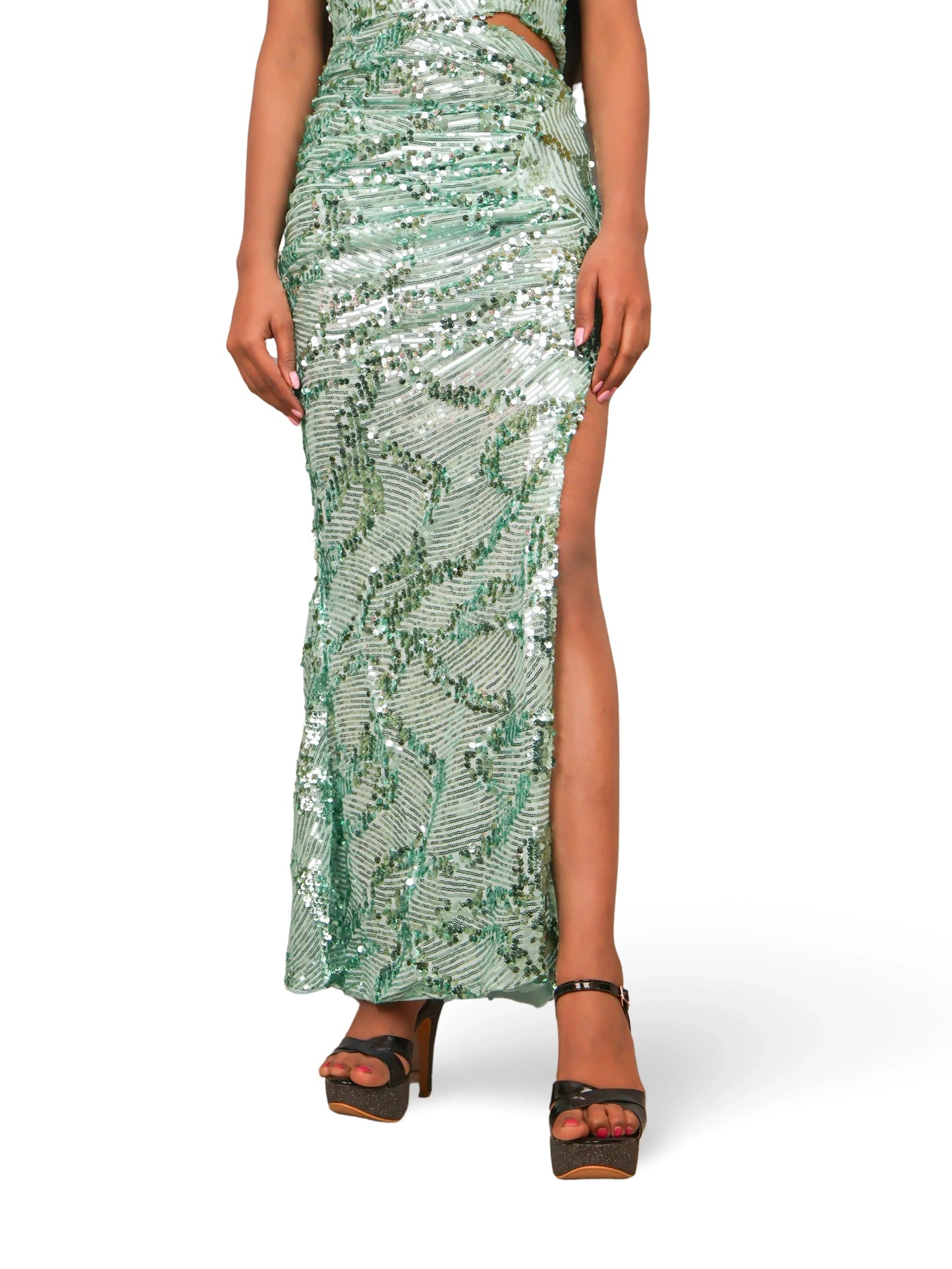 Sequins One-Shoulder Maxi Party Dress by Shreekama