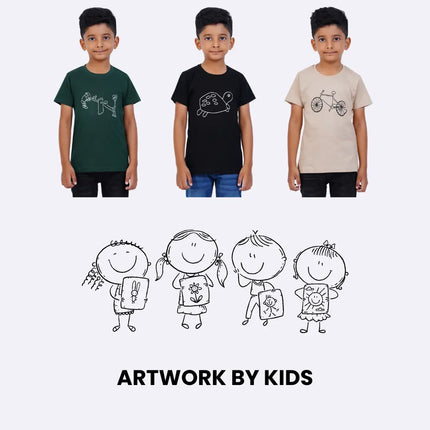 Cotton Twinning T-Shirts for Family - Printed Drawn (See Saw)-2