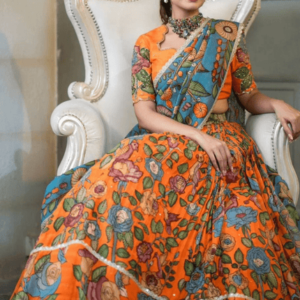 Aranya Multicolor Floral Digital Print Lehenga-0