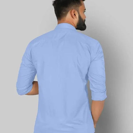 Men’s Sky Blue Slim Fit Formal & Casual Shirt Full Sleeve Solid Shirt Pack of 1