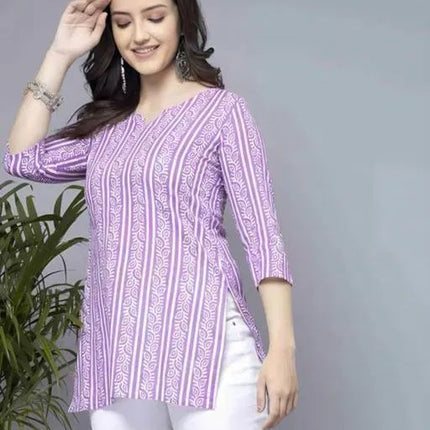 Lavender Short Kurti, Stylish Women's Pure Cotton kurti