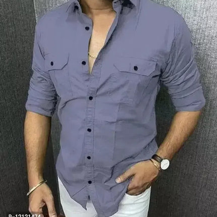 Men Cotton Blend Double Pocket Full Sleeves Shirt Pack of 3