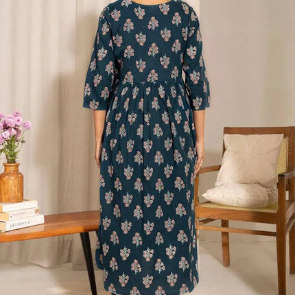 Floral Printed Notch Neck A-Line Maternity Kurta