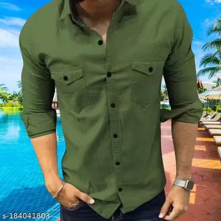 Men Cotton Blend Double Pocket Full Sleeves Shirt Pack of 3