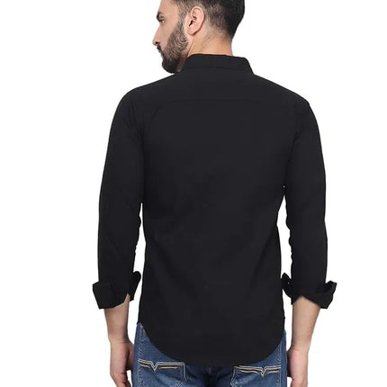Men’s Black Slim Fit Formal & Casual Shirt Full Sleeve Solid Shirt Pack of 1