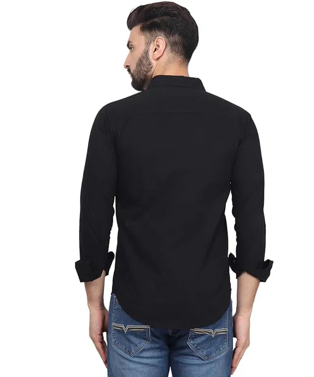 Men’s Black Slim Fit Formal & Casual Shirt Full Sleeve Solid Shirt Pack of 1