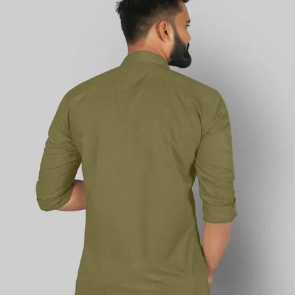 Men’s Mehandi Slim Fit Formal & Casual Shirt Full Sleeve Solid Shirt Pack of 1