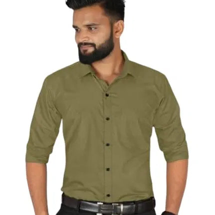Men’s Mehandi Slim Fit Formal & Casual Shirt Full Sleeve Solid Shirt Pack of 1