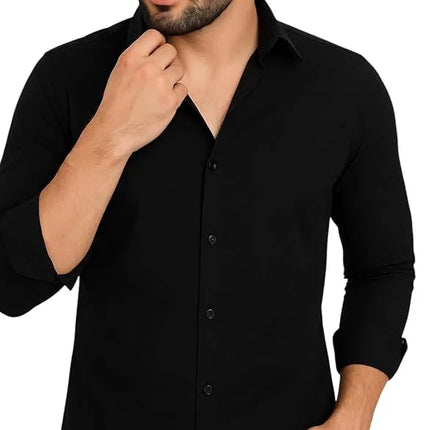 Men’s Black Slim Fit Formal & Casual Shirt Full Sleeve Solid Shirt Pack of 1