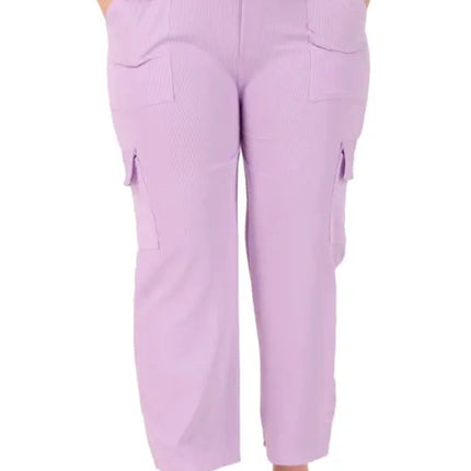 Cotton Blend Straight Fit Trouser for Women (Purple, S)