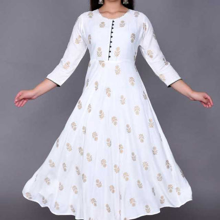 Aman Rayon Kurtis For Women (White, S)