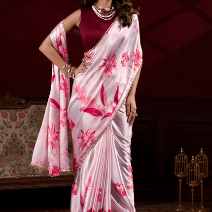Ishitha Pink Petal Satin Silk Saree-1
