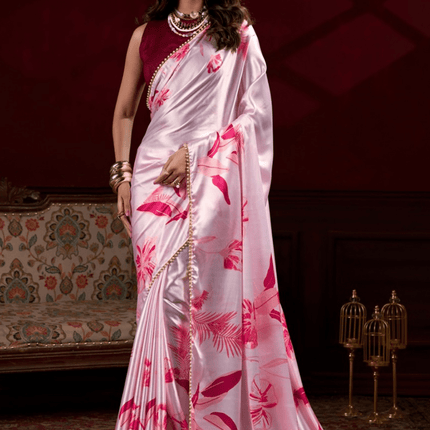 Ishitha Pink Petal Satin Silk Saree-0