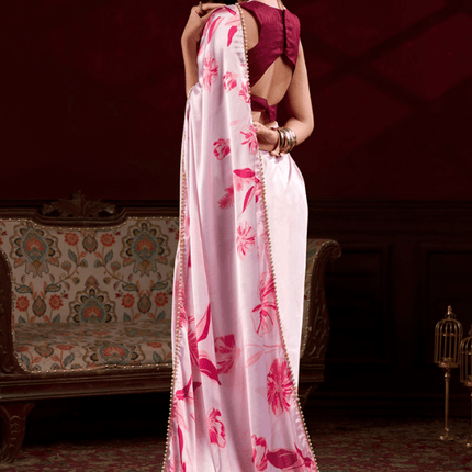 Ishitha Pink Petal Satin Silk Saree-3