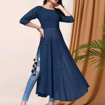 Stylish Blue Women Georgette A-Line Kurti