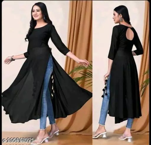 Best Black Women Georgette A-Line Kurti