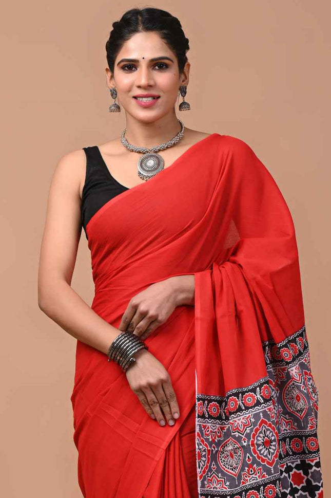 Laal Pari The Scarlet Whisper Mulmul Cotton Saree-0
