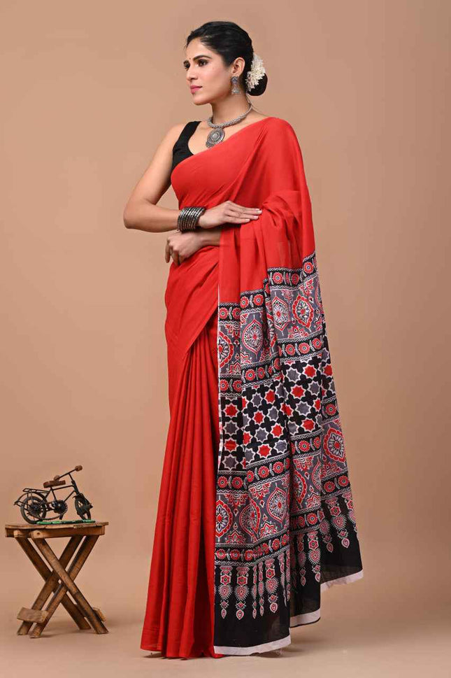 Laal Pari The Scarlet Whisper Mulmul Cotton Saree-1