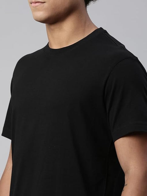 Men Regular Fit Black T-Shirt cotton blended