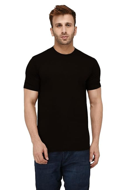 Men Plain Cotton Black T-Shirt