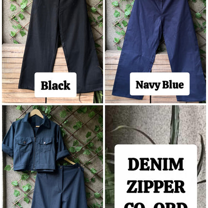 Denim zipper co ord set