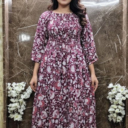 Printed cotton long kurti