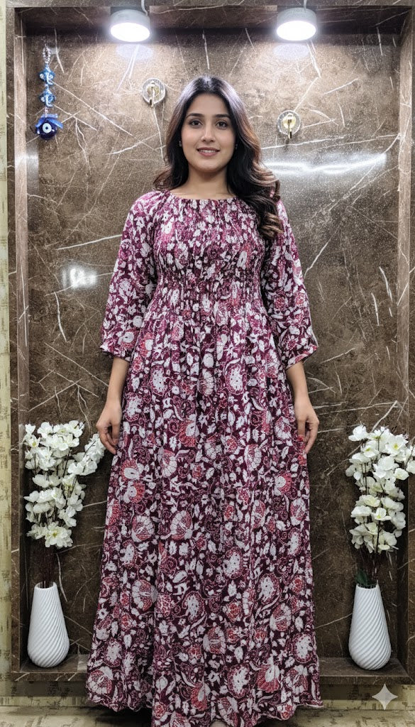 Printed cotton long kurti