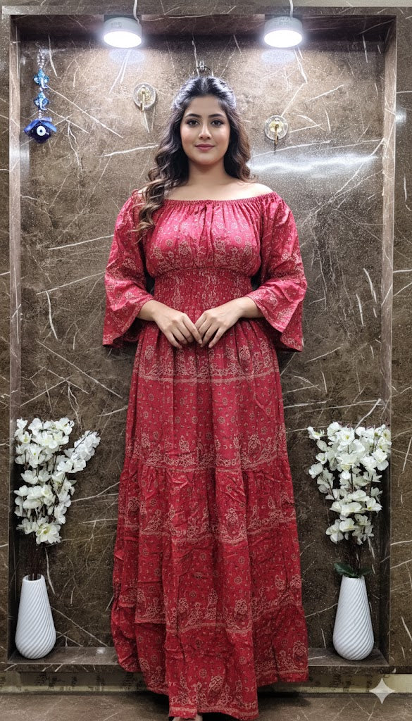 Printed cotton long kurti