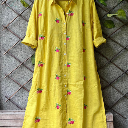 Cherry Embroidery work long dress