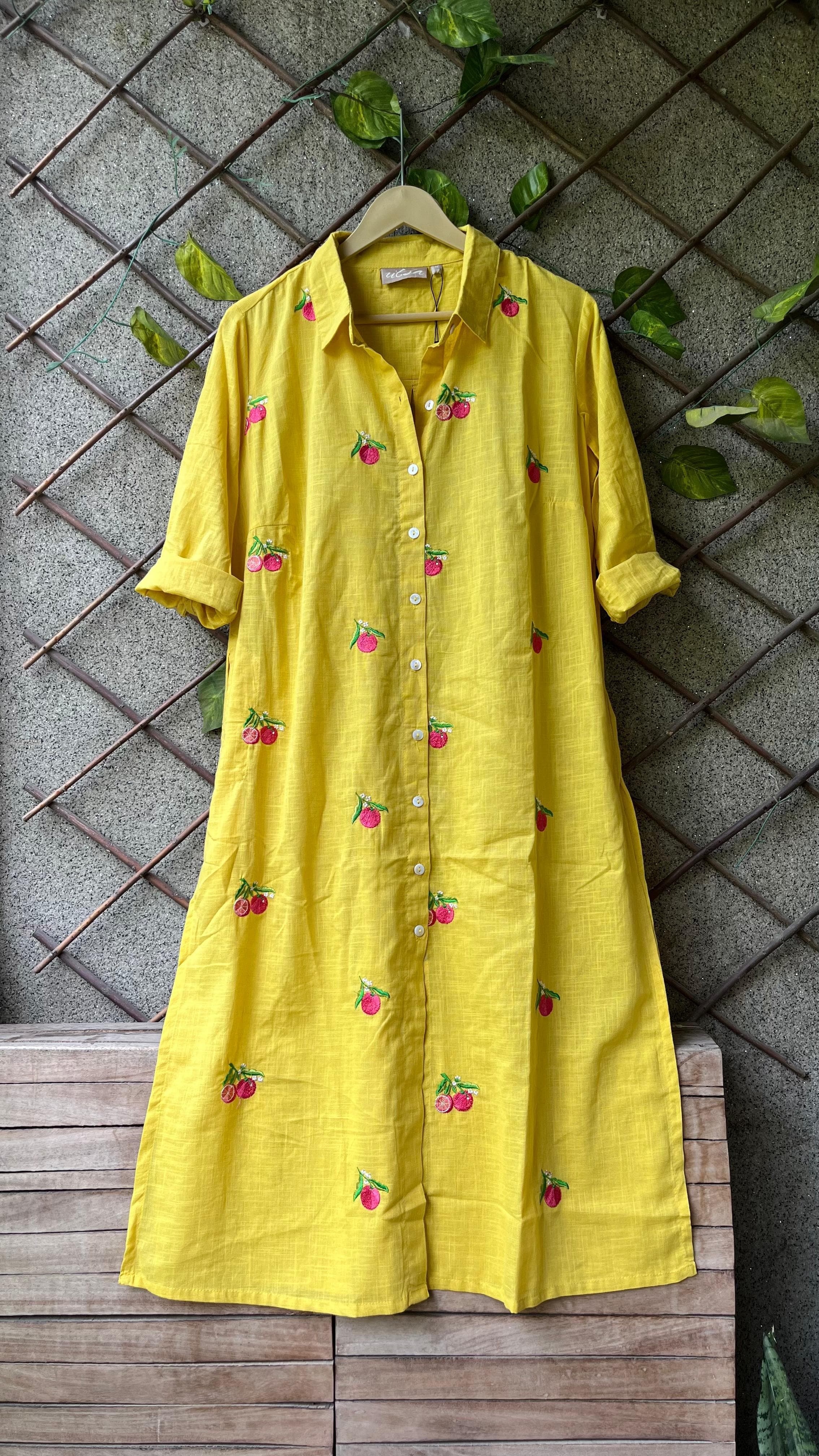 Cherry Embroidery work long dress