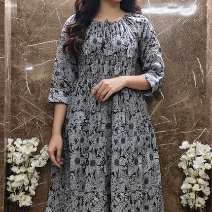 Printed cotton long kurti