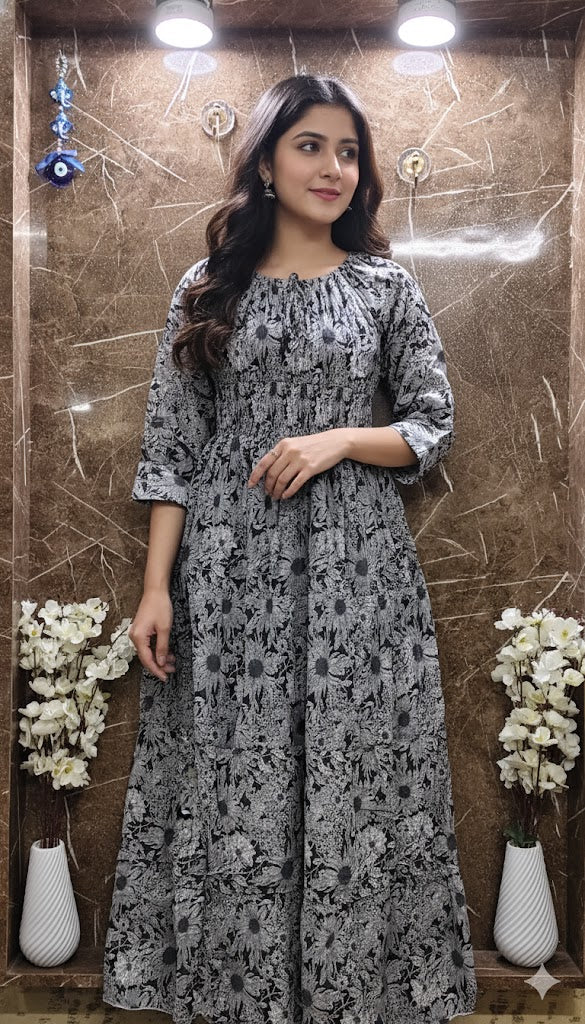 Printed cotton long kurti