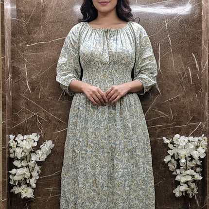 Printed cotton long kurti