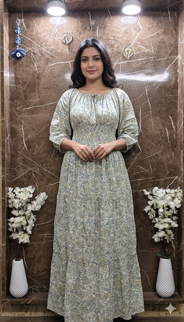 Printed cotton long kurti