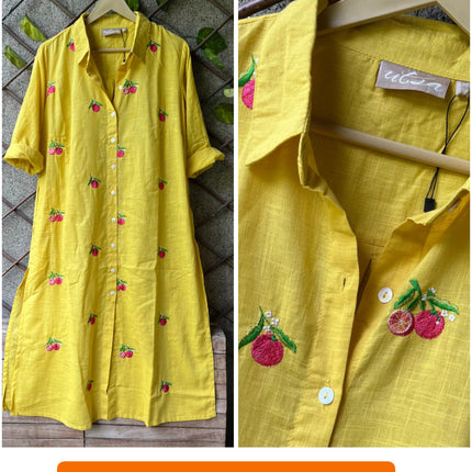 Cherry Embroidery work long dress